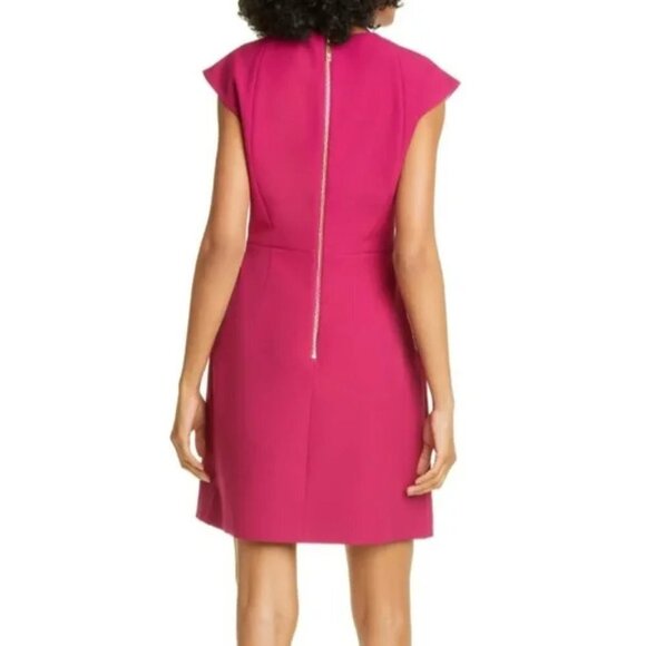 Women's 2 (6) Ted Baker London Magenta Polly Structured Bow Mini Dress Bold Fun - Picture 3 of 11